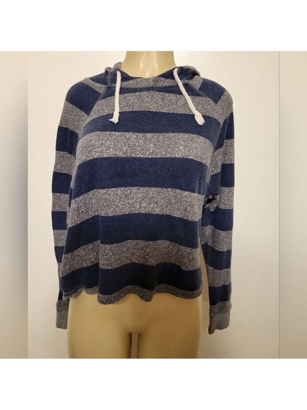 Roxy Medium Striped Blue Gray Pull Over  Women's Hoodie
